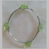 Green beads on 8 inch silver bracelet